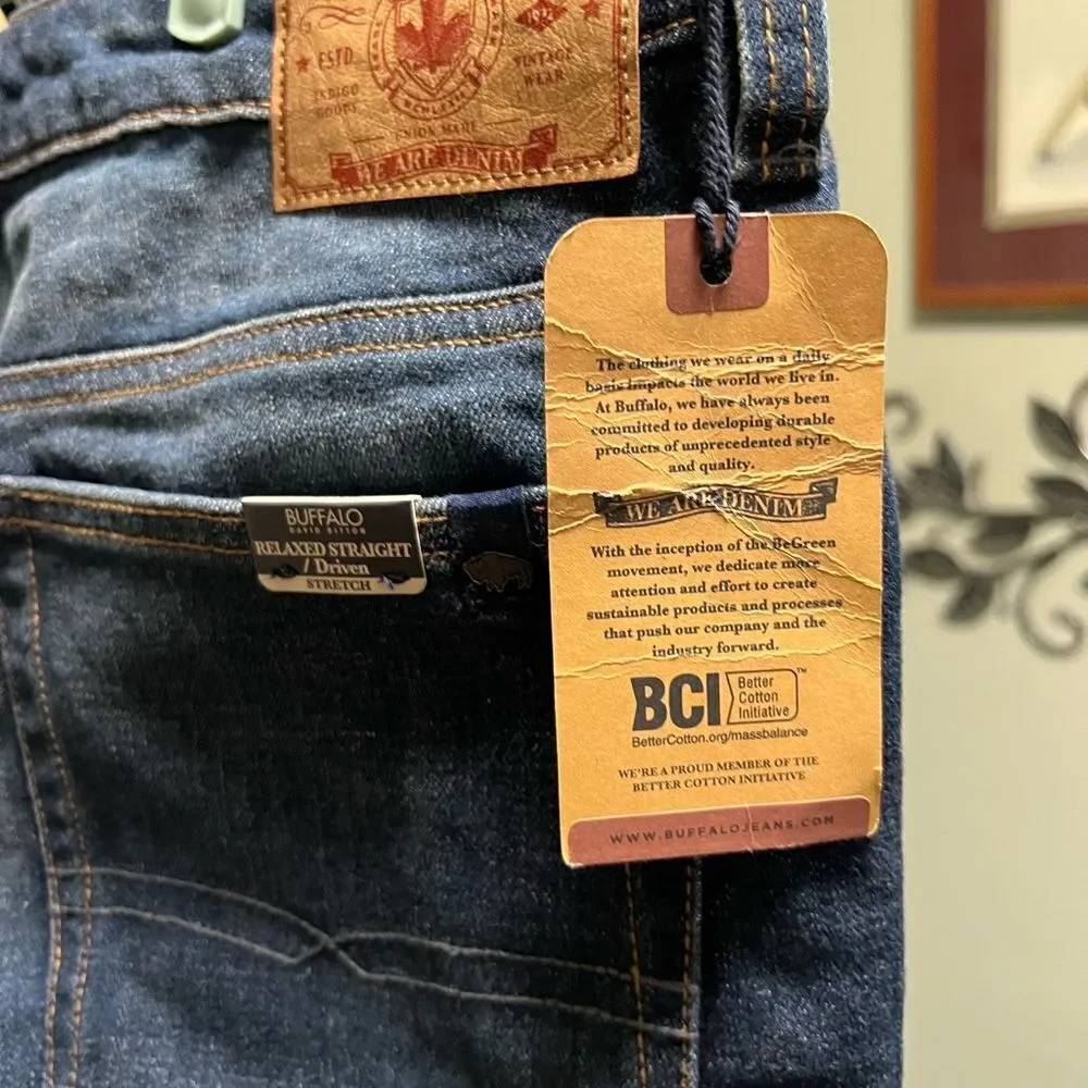 NWT Buffalo Blue Jeans Straight Leg, 34 x 32 #JTB028